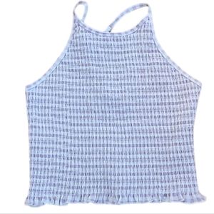 SO BRAND WOMENS JUNIOR PURPLE AND WHITE SMOCKING SUMMER TANK TOP SIZE XL